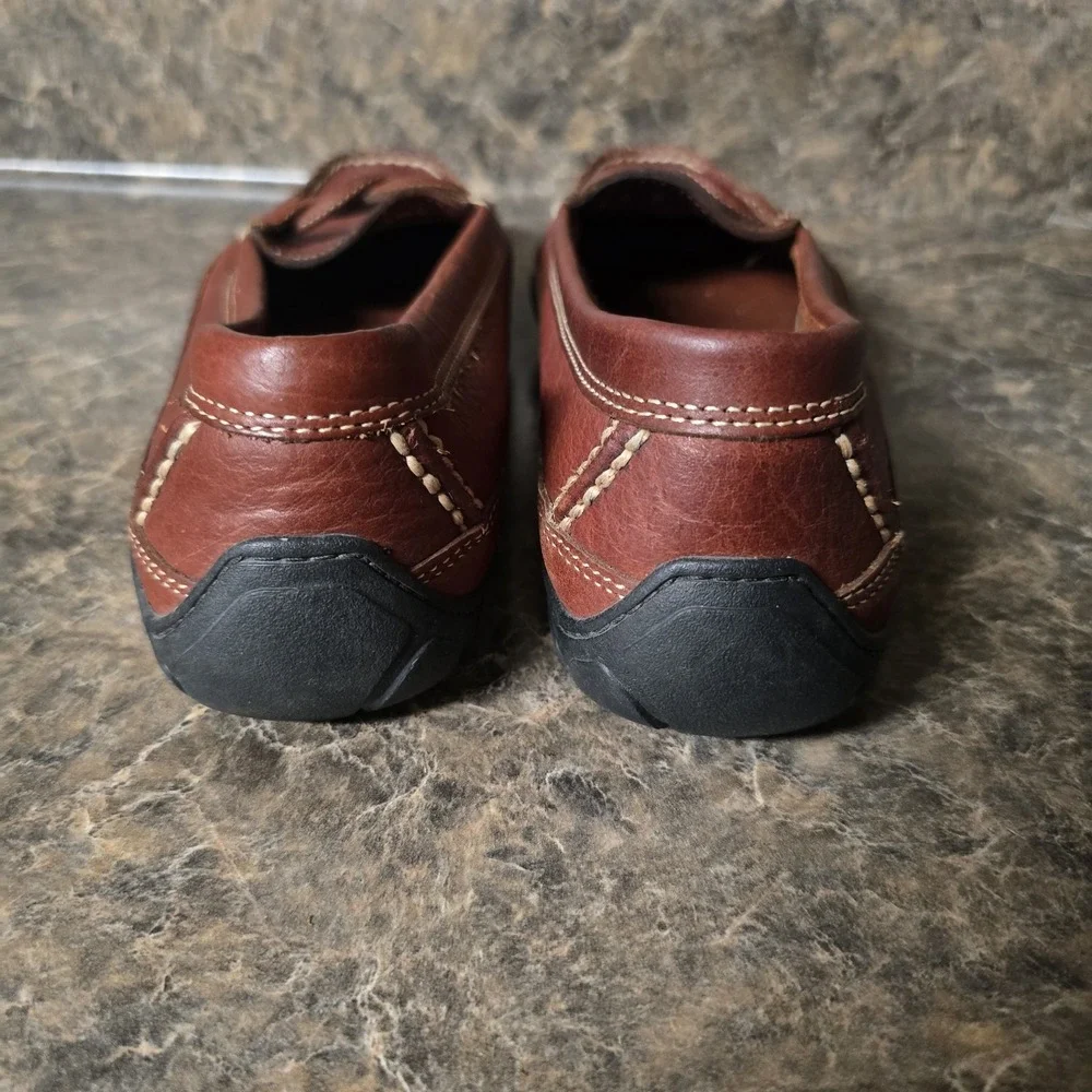 L.L. Bean Women's Size 7.5 M Brown Leather Slip On Driving Loafers Shoes Vibram